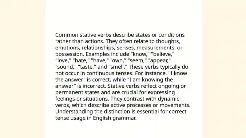 Stative verbs and linking words 4