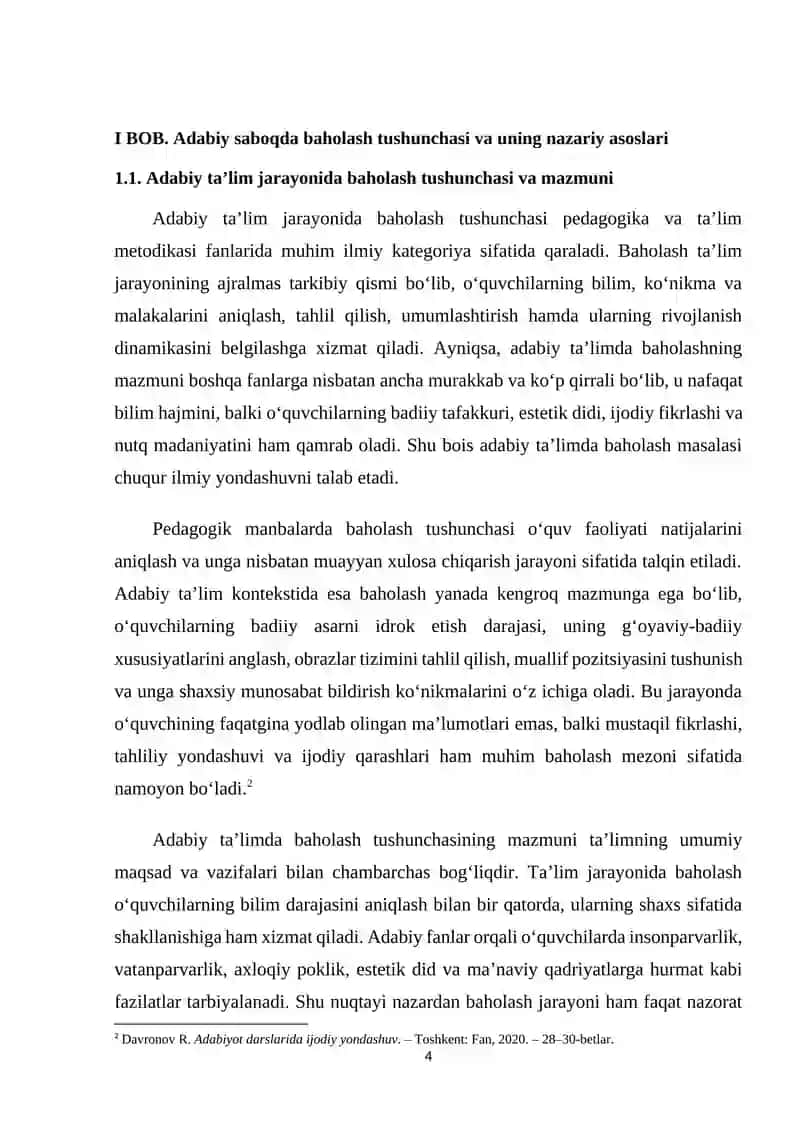 ADABIY SABOQDA BAHO VA UNING PEDAGOGIK ZARURIYATI 4