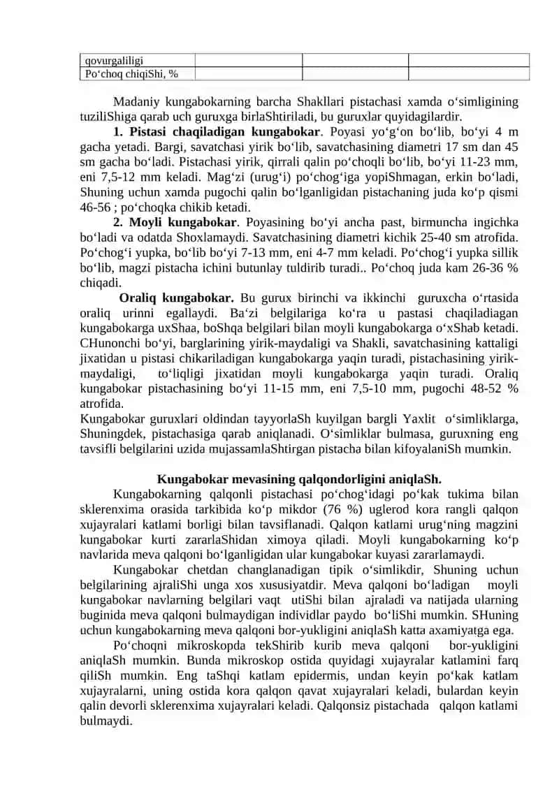 MOYLI EKINLAR GURUXLARI. KUNGABOQAR MORFOLOGIYASI 4
