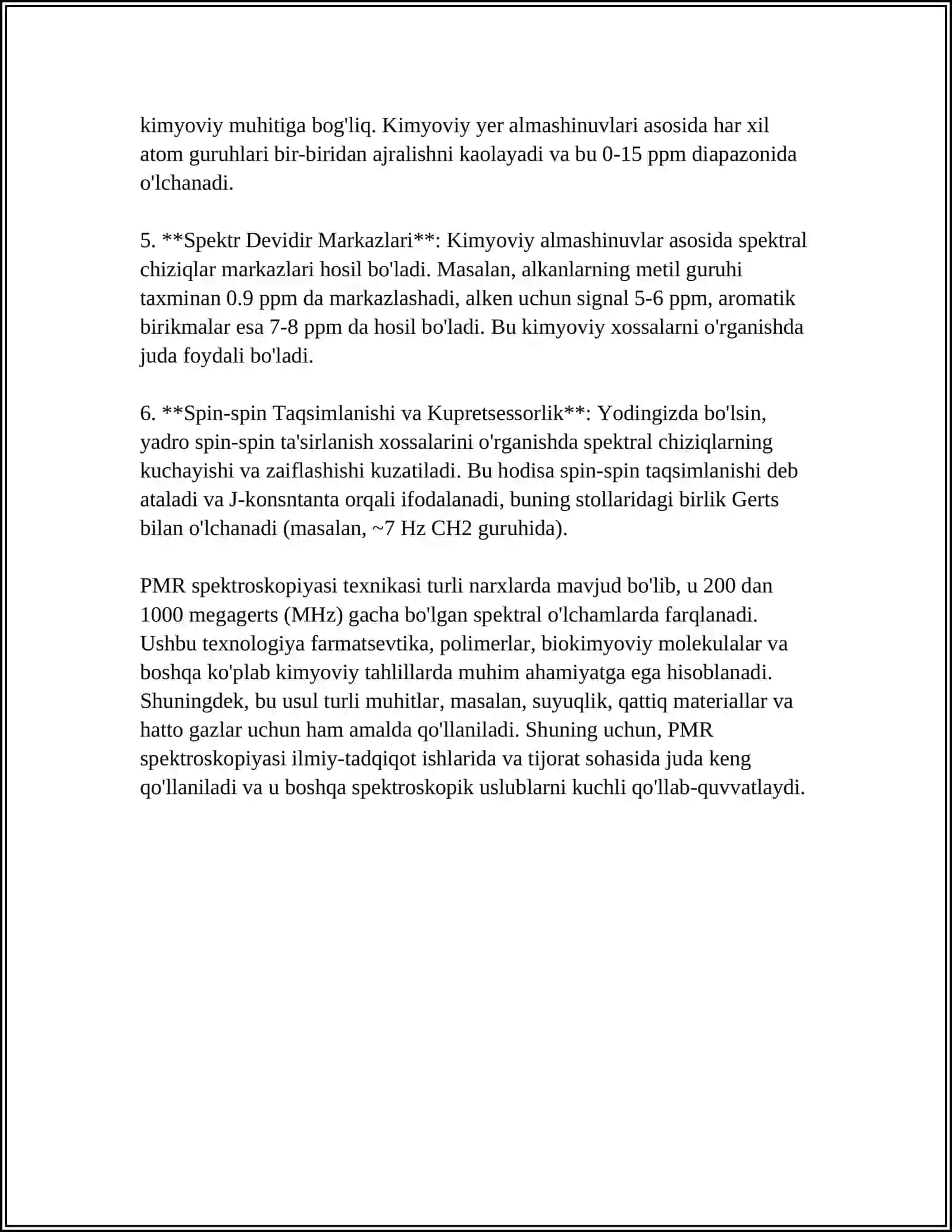PMR SPEKTROSKOPIYASINI ORGANIKALIK KIMYODA QOʻLLASH 4