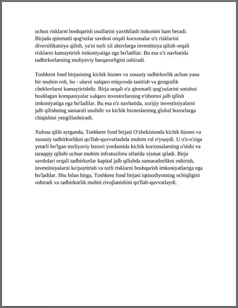 O‘ZBEKISTONDA KICHIK BIZNES VA XUSUSIY TADBIRKIRLIKNING RIVOJLANISHI 4