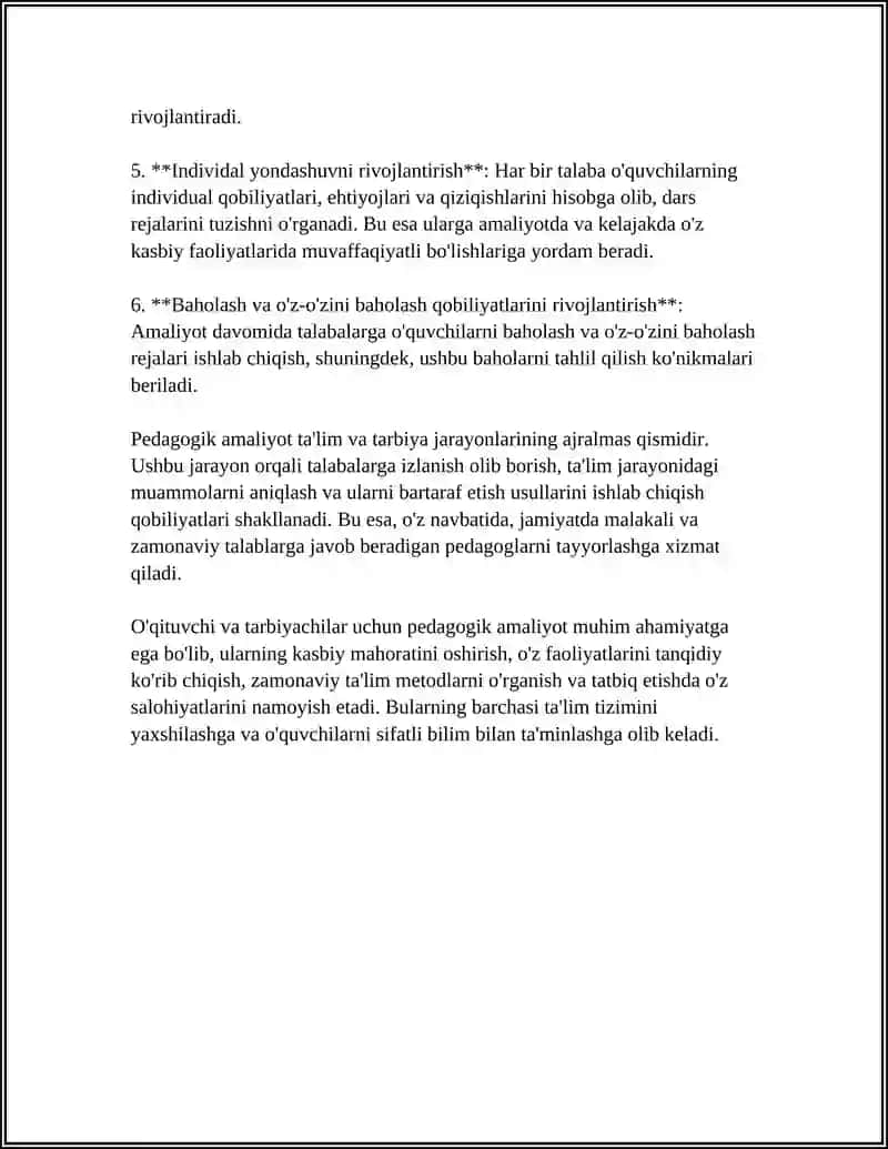 OʻQITUVCHILARNING TARBIYAVIY FAOLIYATGA TAYYORLASHDA PEDAGOGIK AMALIYOTNING OʻRNI 4