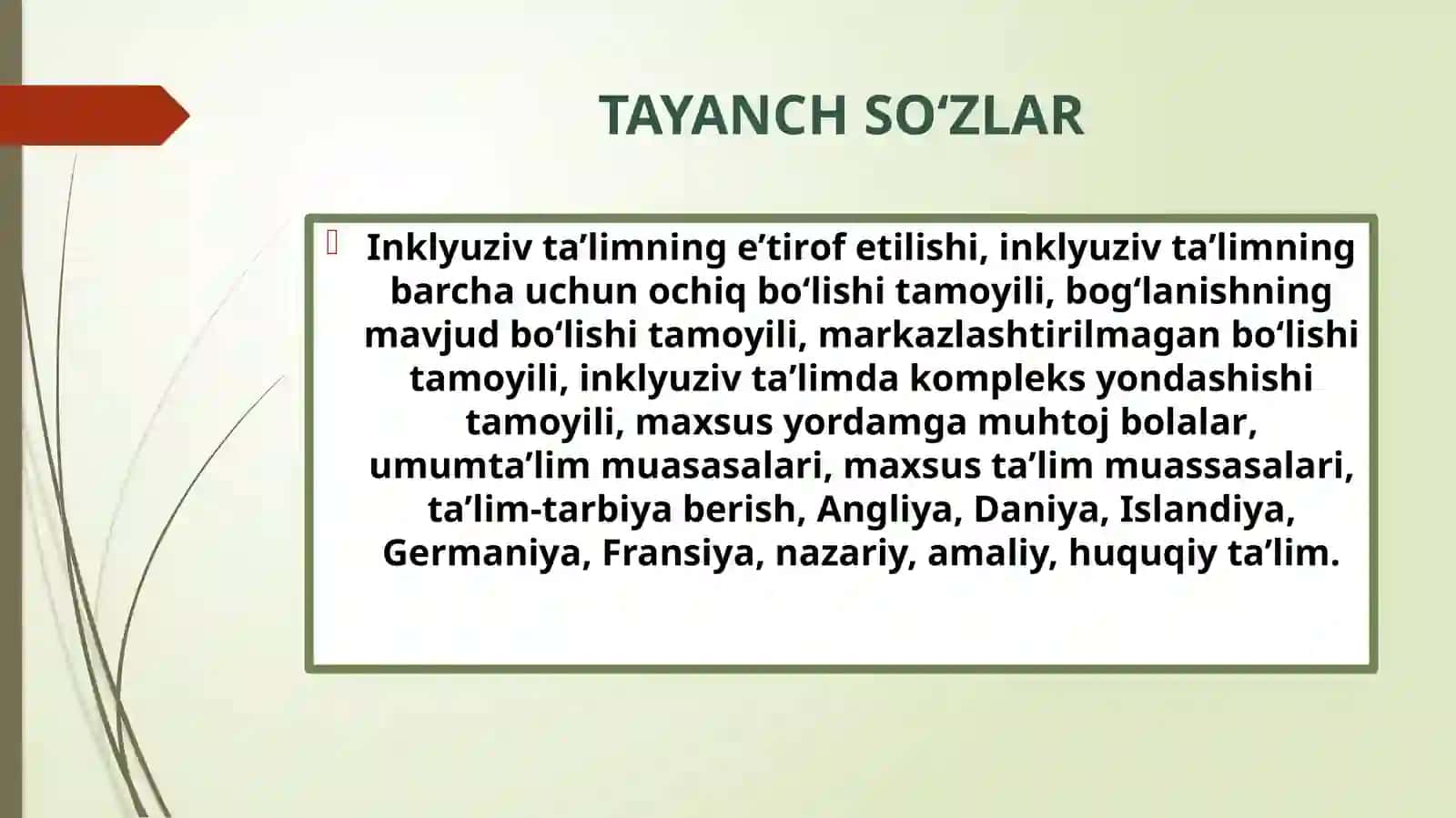 Inklyuziv ta’limning tamoyillari va bosqichlar. Inklyuziv ta’limninghuquqiy-me’yoriy asoslari 4