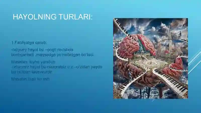 Hayol haqida tushuncha. Hayol jarayonlari va hayol turlari 4