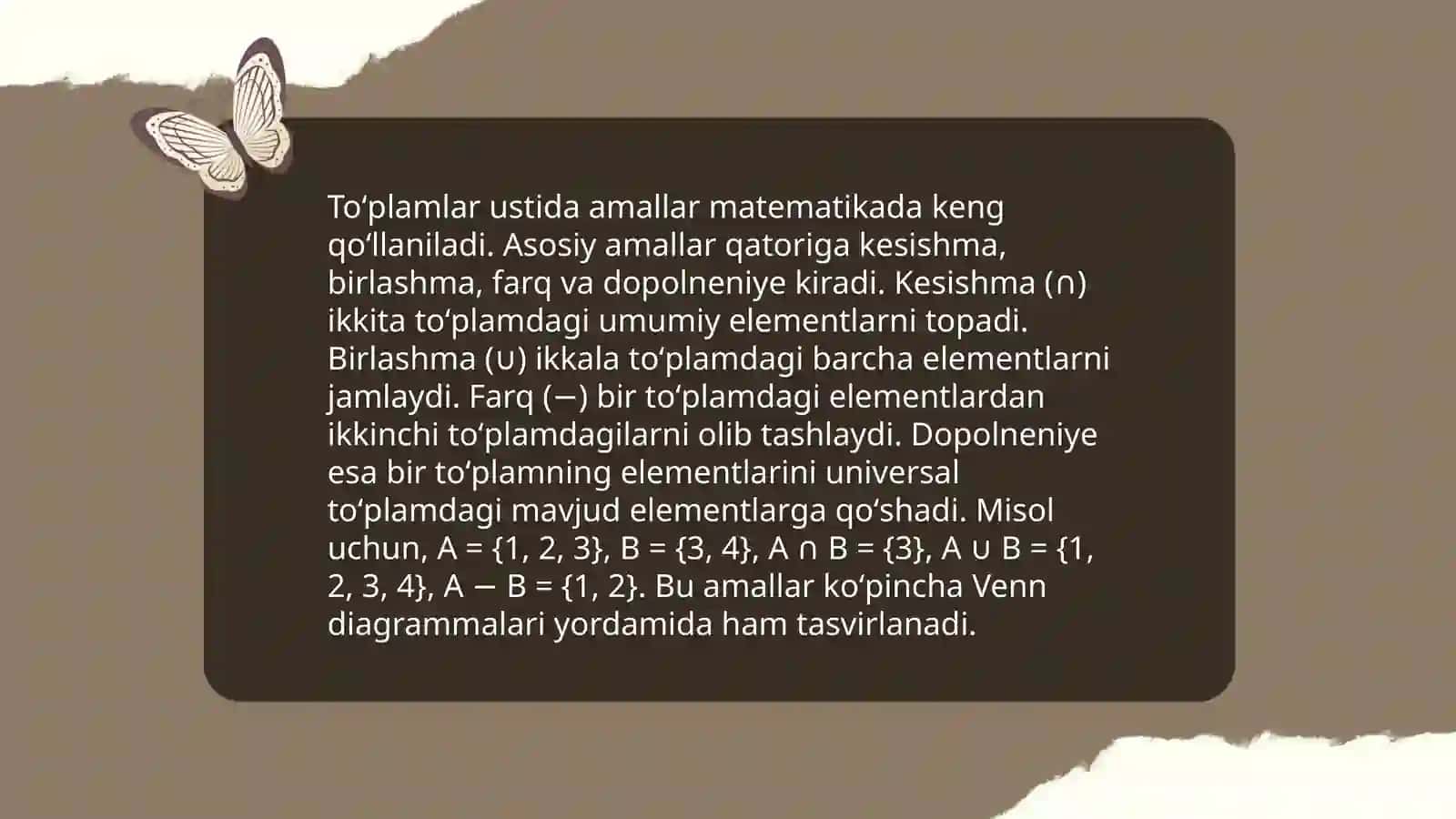 Toʻplamlar.Matematik mantiq elementlarini oʻqitish metodikasi 4