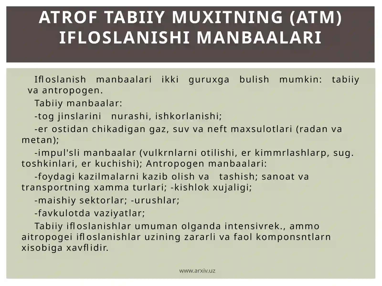 Muhitni ifloslantiruvchi moddalar klassifikatsiyasi 4