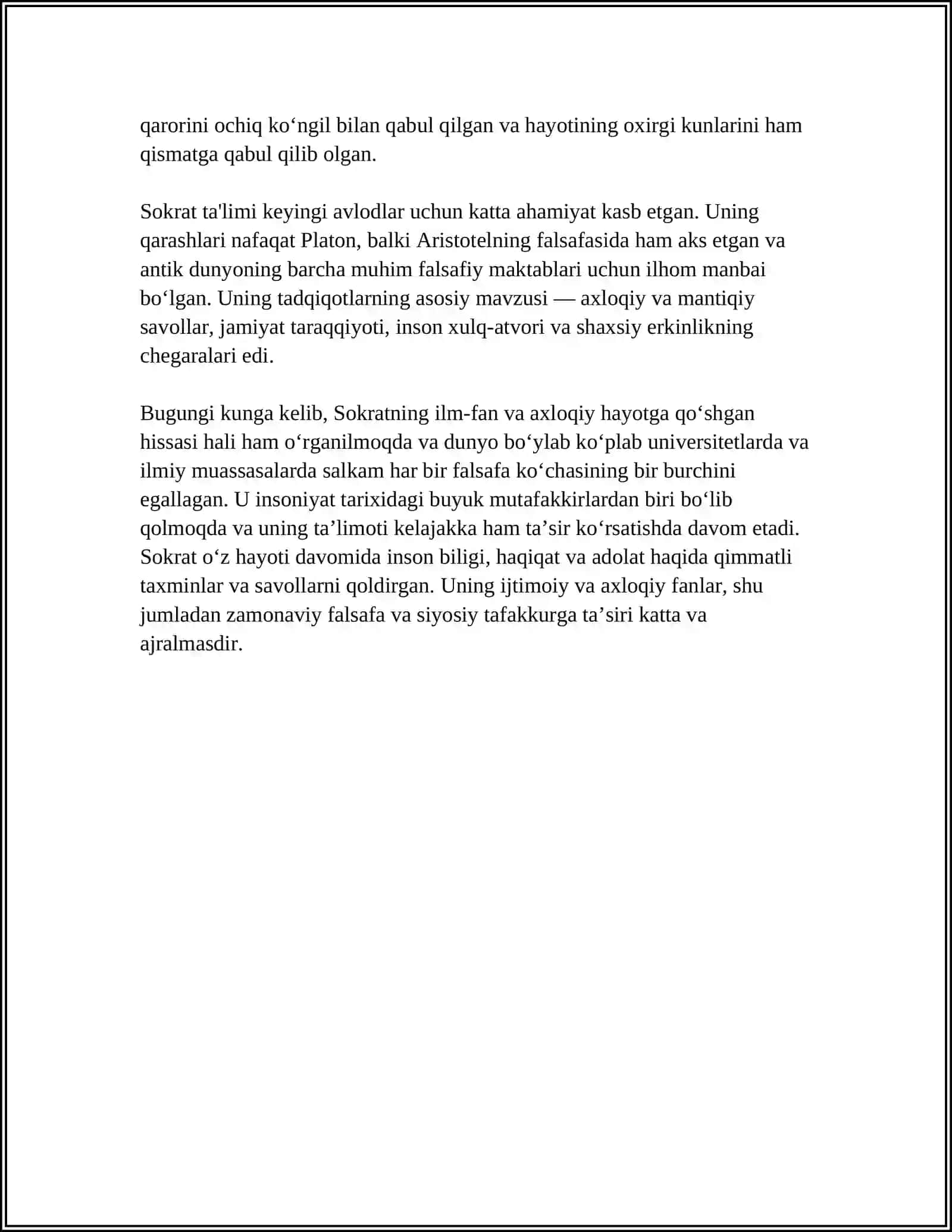 FALSAFAGA XISSA QO'SHGAN OLIMLAR 4