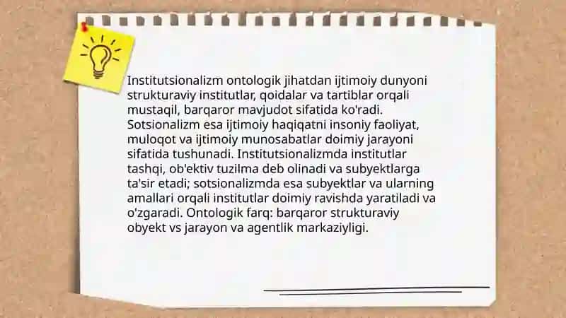 Institutsionalizm va Sotsionalizm Farqlari va O'xshash Taraflari 4