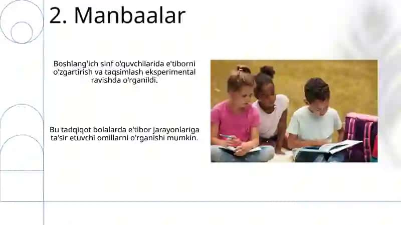 Boshlang'ich sinf o'quvchilarida diqqatining ko'chuvchanligi va taqsimlanishini eksperimental o‘rganish 4