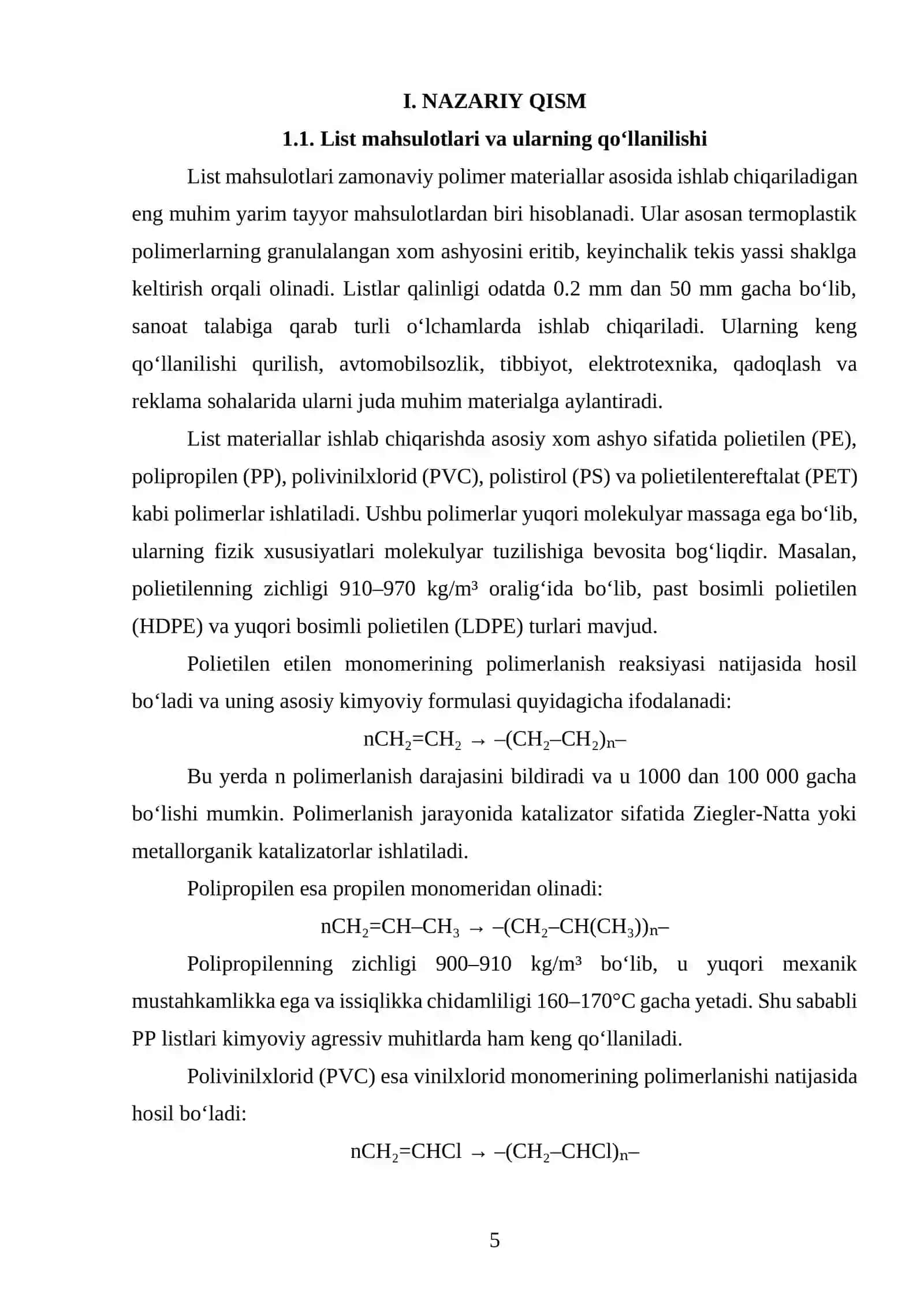 List ishlab chiqaradigan bir shnekli ekstruder liniyasini loyihalash. Q=270 kg/soat. 4