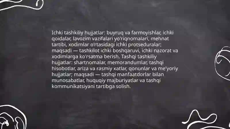 Tashkiliy hujjatlarning turlari va xususiyatlari haqida tushuncha 4
