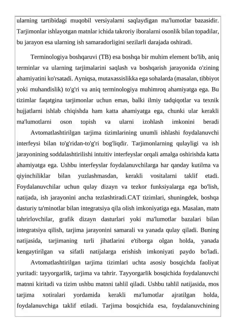 Avtomatlashtirilgan tarjima tizimlari (CAT tizimlari) 4