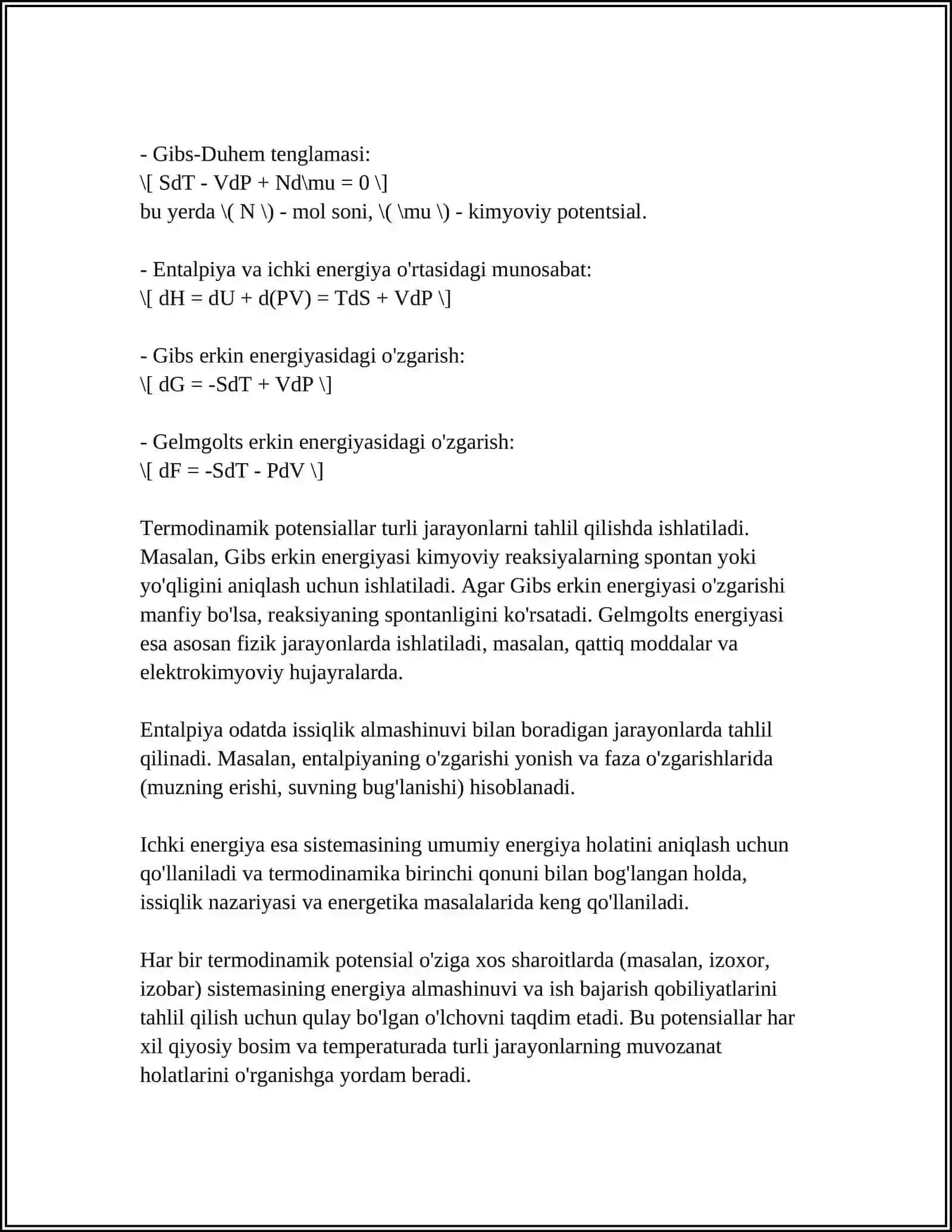 TERMODINAMIK MUVOZANATDA BO'LMAGAN TIZIMLARDA KO'CHISH HODISALAR 4