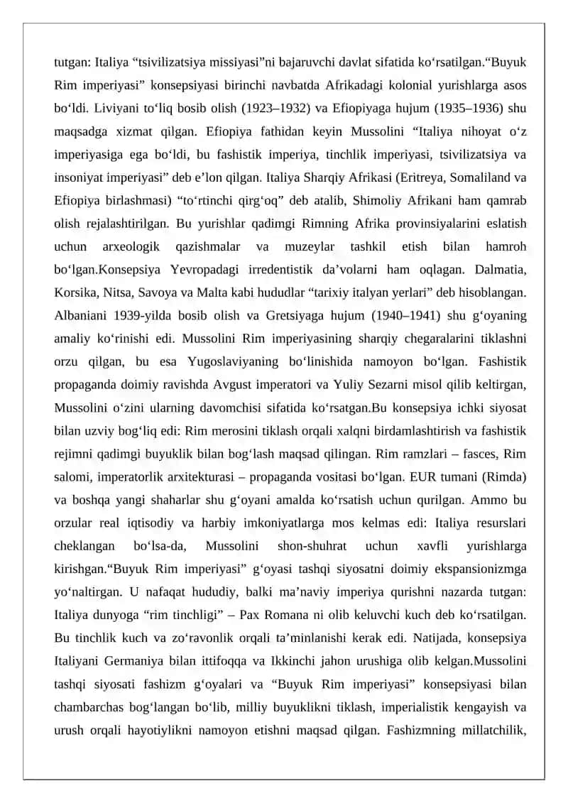 Mussolini davri Italiya tashqi siyosati va harbiy kengayishi 4
