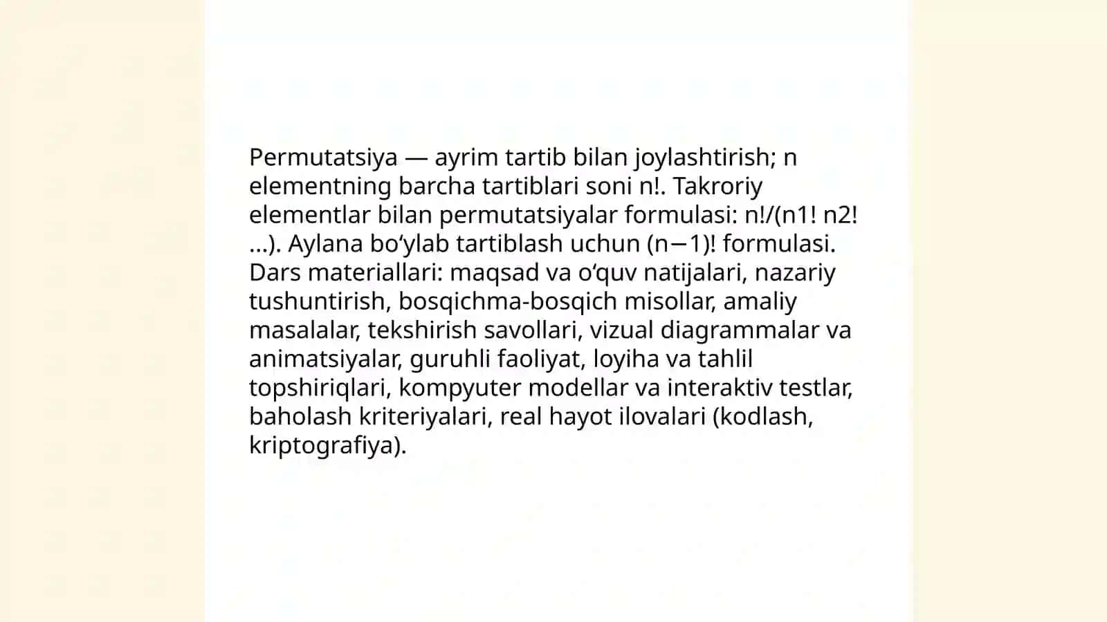 Kombinatorika va uning o'qitish metodikasi 4