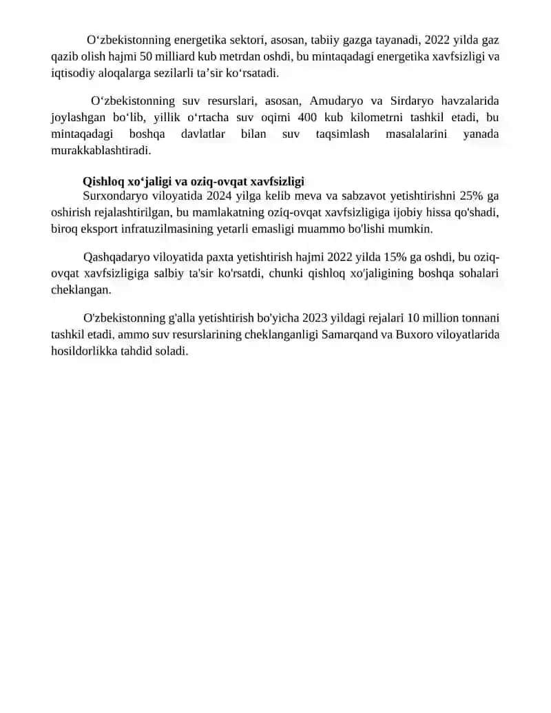 Oʻzbekistonning Markaziy Osiyodagi ijtimoiy-iqtisodiy munosabatlari 4