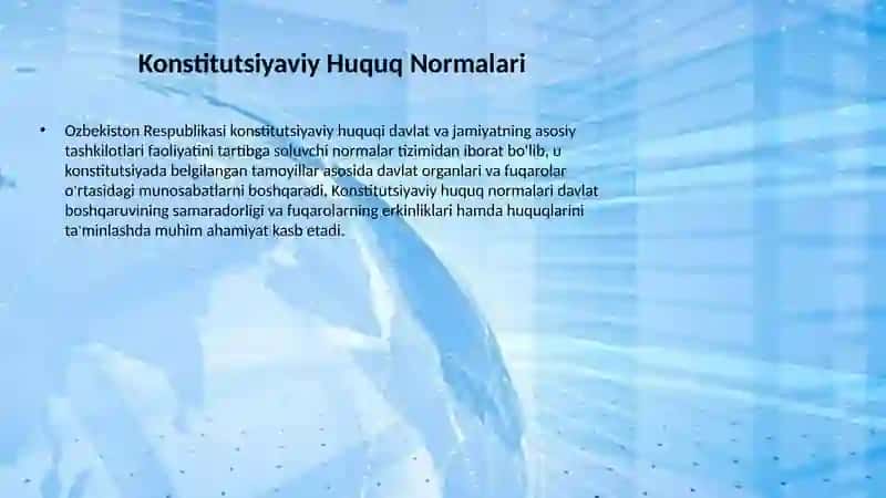 O'zbekiston Respublikasi konstitutsiyaviy huquqi normalari tushunchasi 4