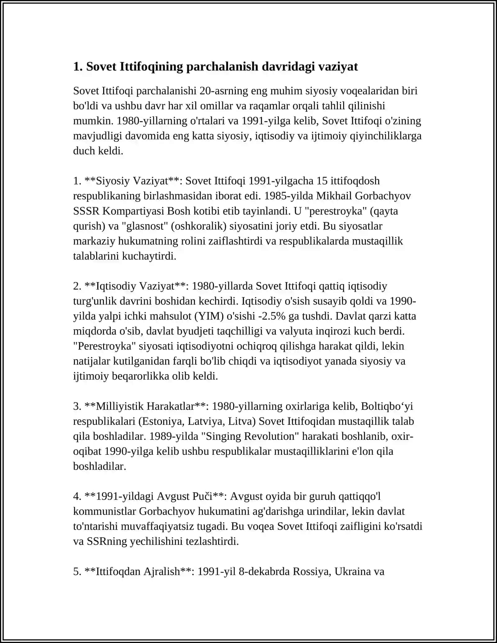 DAVLAT MUSTAQILLIGI E'LON QILINISHI ARAFASIDA OʻZBEKISTONDA IJTIMOIY-SIYOSIY VAZIYAT 4