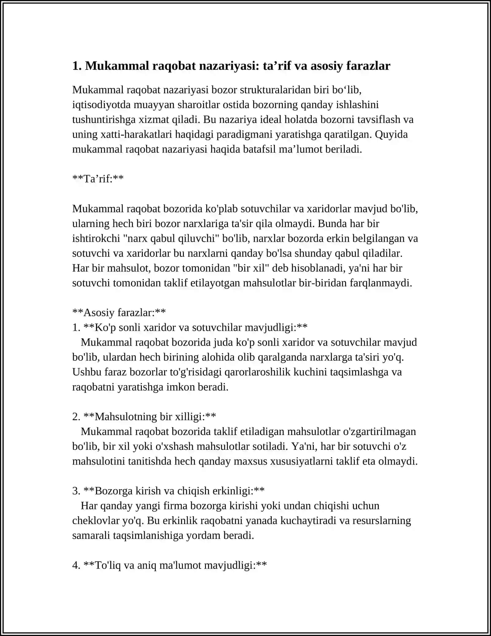 MUKAMMAL VA NOMUKAMMAL RAQOBAT BOZOR NAZARIYALARI 4