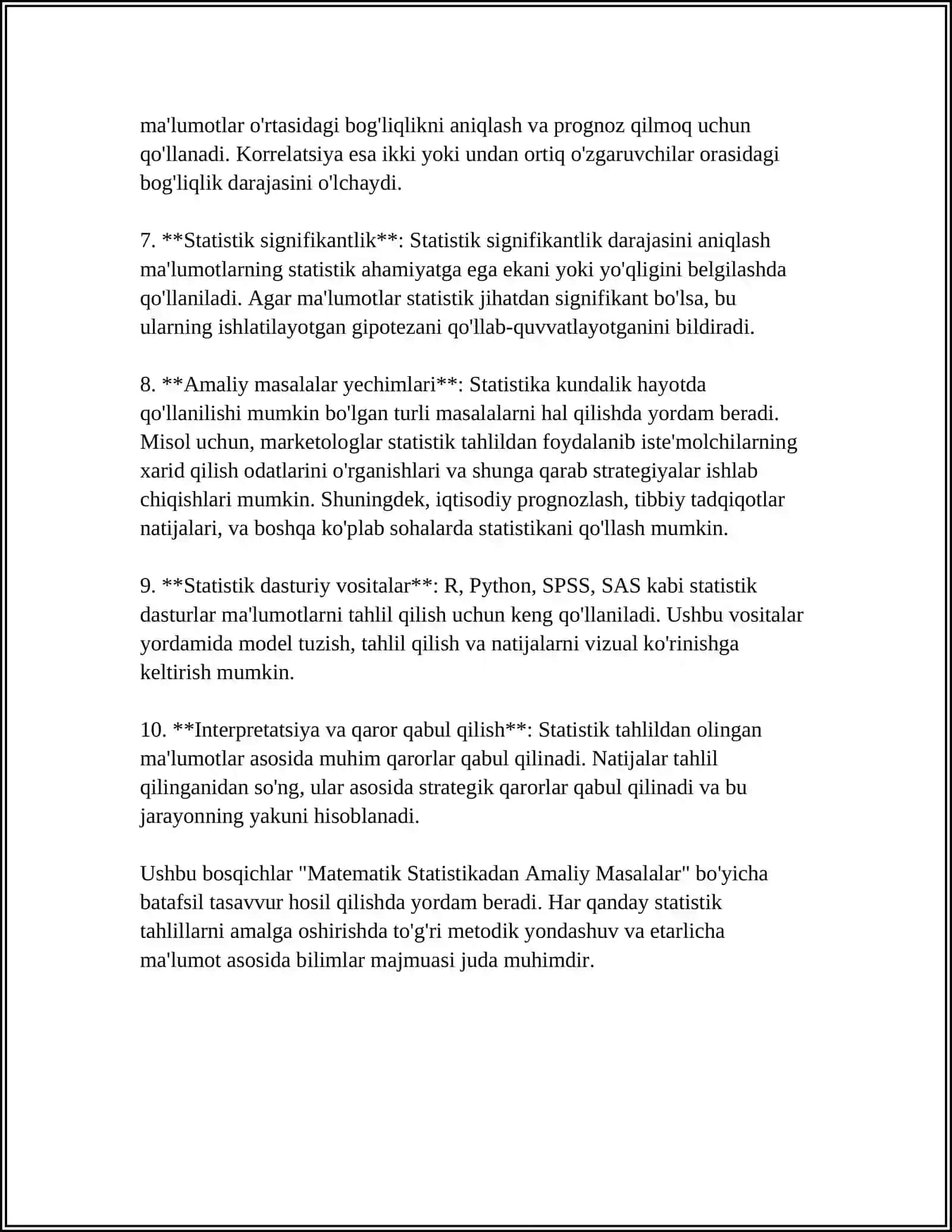 Matematik Statistikadan Amaliy Masalalar 4