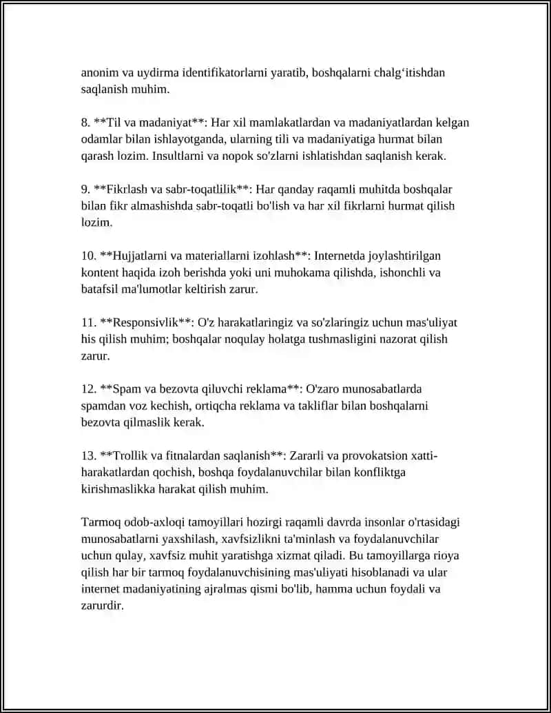 Tarmoq Odob-Axloq 4