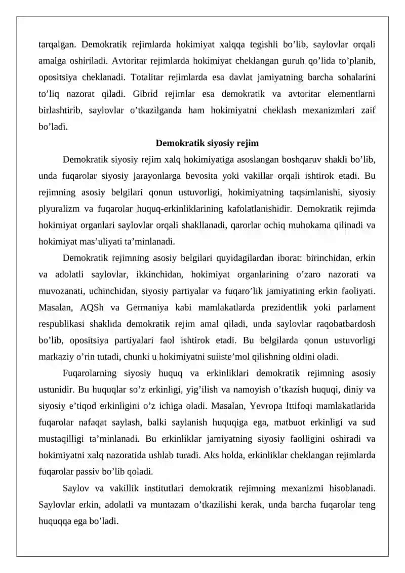 Siyosiy rejim tushunchasi va turlari 4