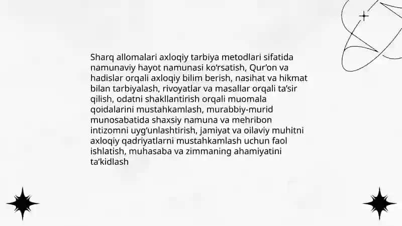 Sharq allomalarining tarbiya metodlari haqidagi fikrlari 4