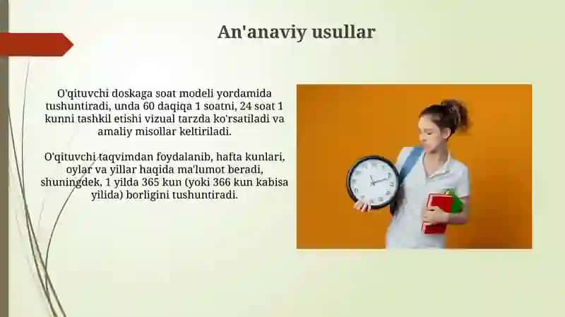 Boshlangʻich sinflarda vaqt oʻlchov birliklarini oʻrgatish metodikasi 4
