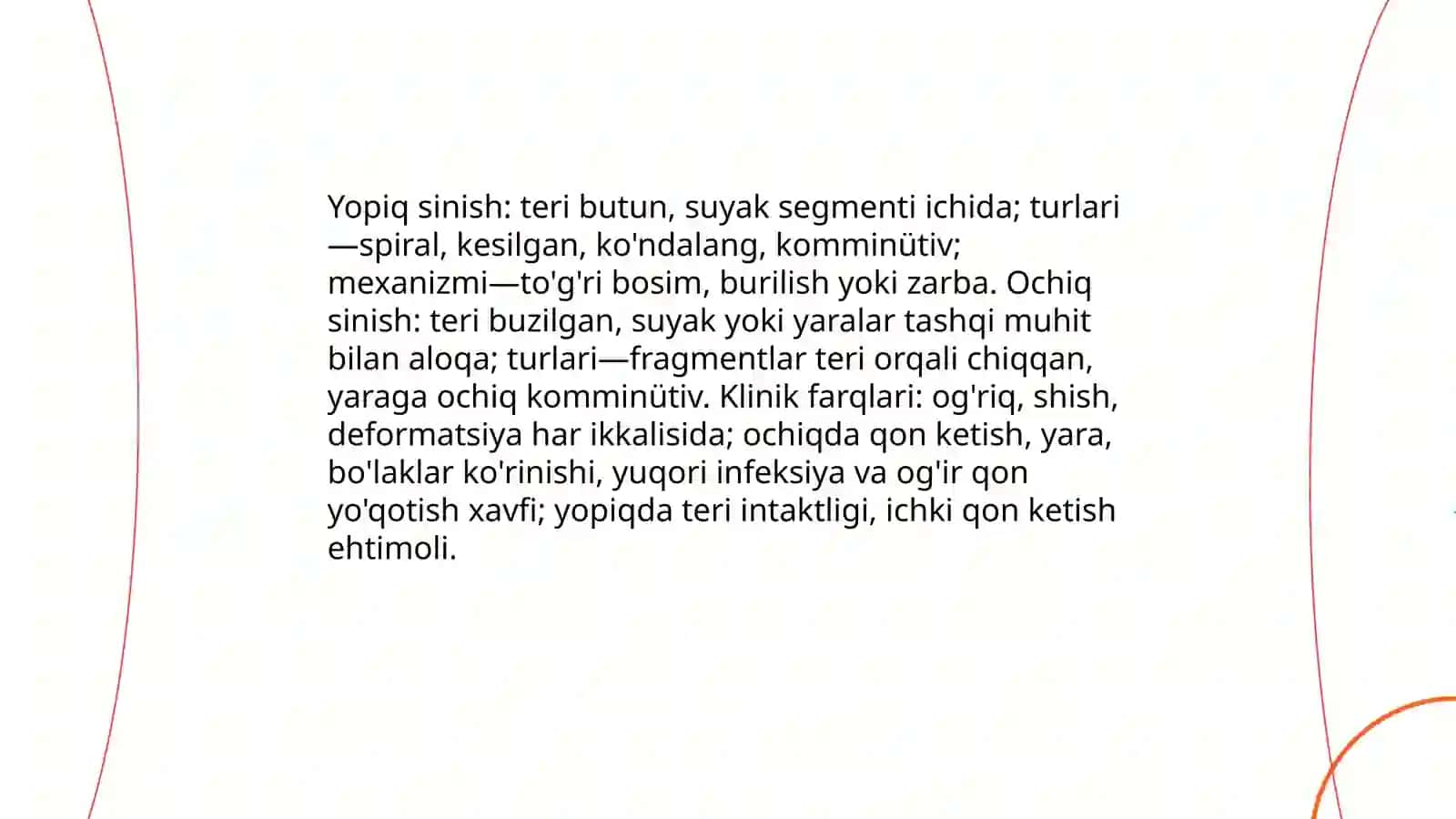 Suyak-mushak tizimi o'tkir shikastlanishlarida tez tibbiy yordamning umumiy tamoyillari va epidemiologiyasi 4
