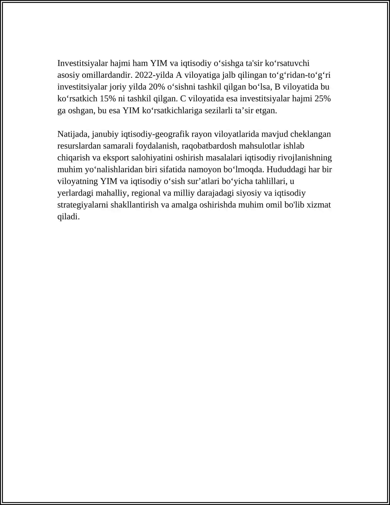 JANUBIY IQTISODIY GEOGRAFIK RAYONI VILOYATLARINI IJTIMOIY IQTISODIY RIVOJLANISHINI TAQQOSLASH 4