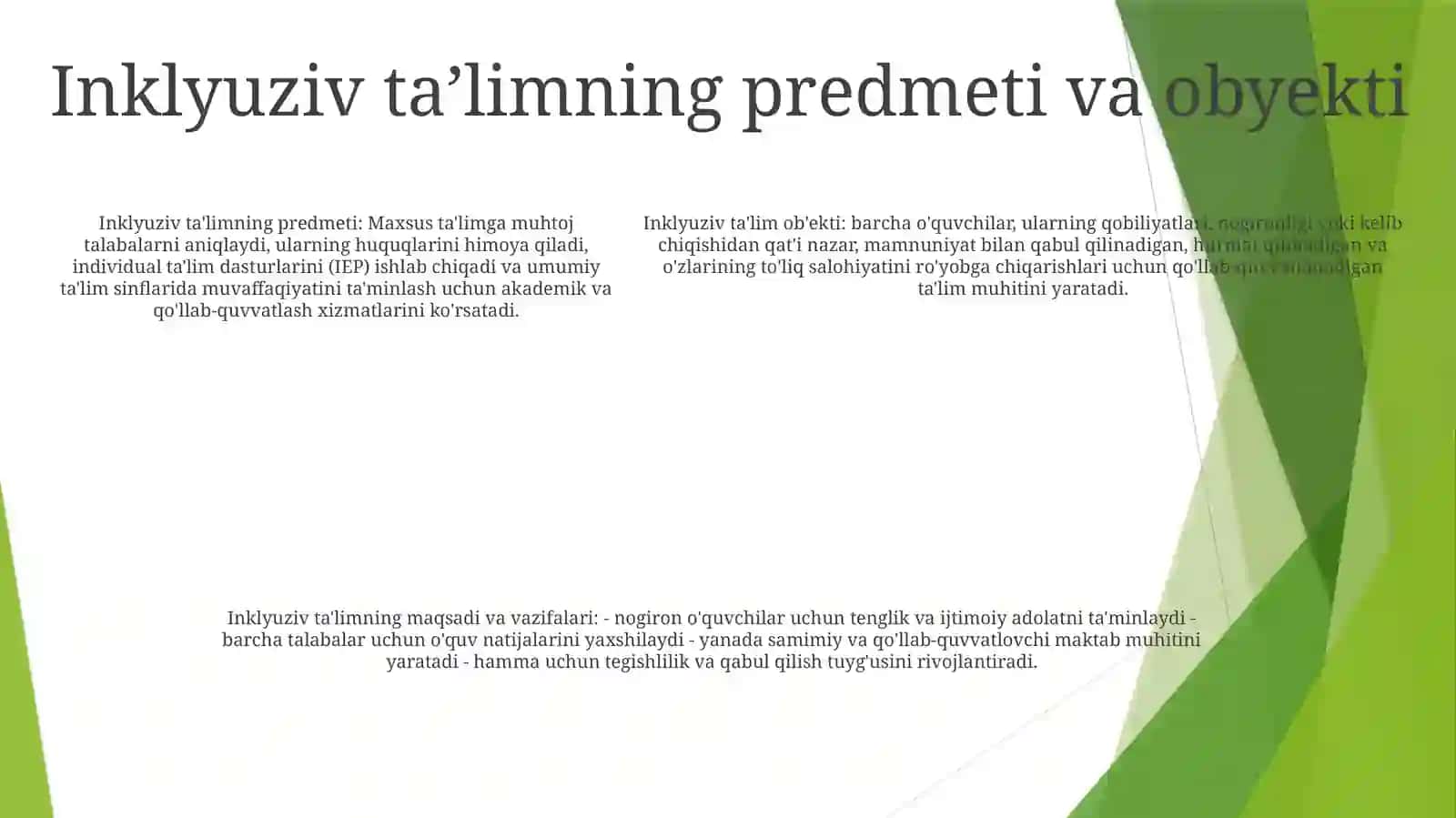 Inklyuziv Ta'Limning Predmeti, Ob'Ekti, Tamoyillari, Maqsadi Va Vazifalari 4