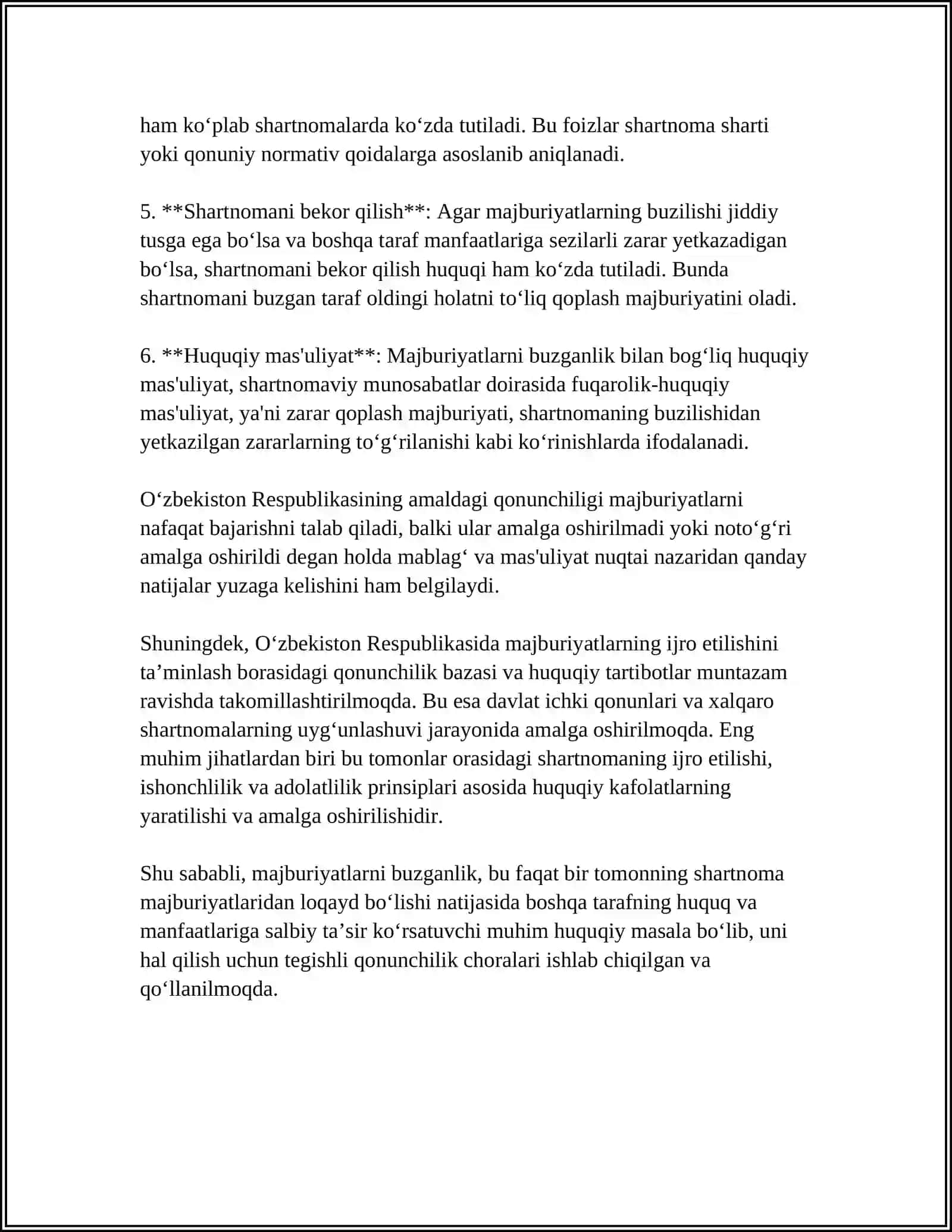 MAJBURIYATLARNI BUZGANLIK UCHUN JAVOBGARLIK 4