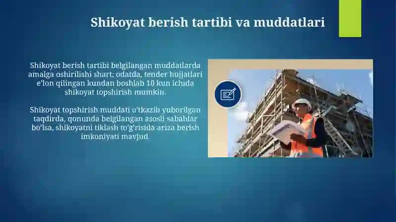 Davlat xaridlari sohasida nizo va shikoyatlarni koʻrib chiqish 4