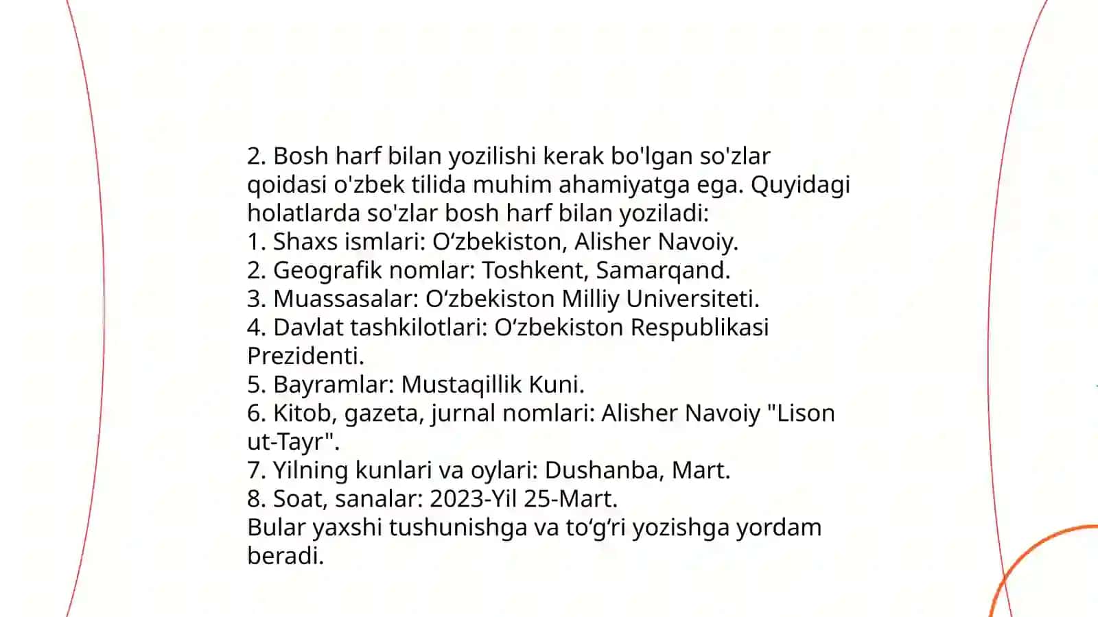 Orfografiya va o'zbek tilining asosiy imlo qoidalari 4