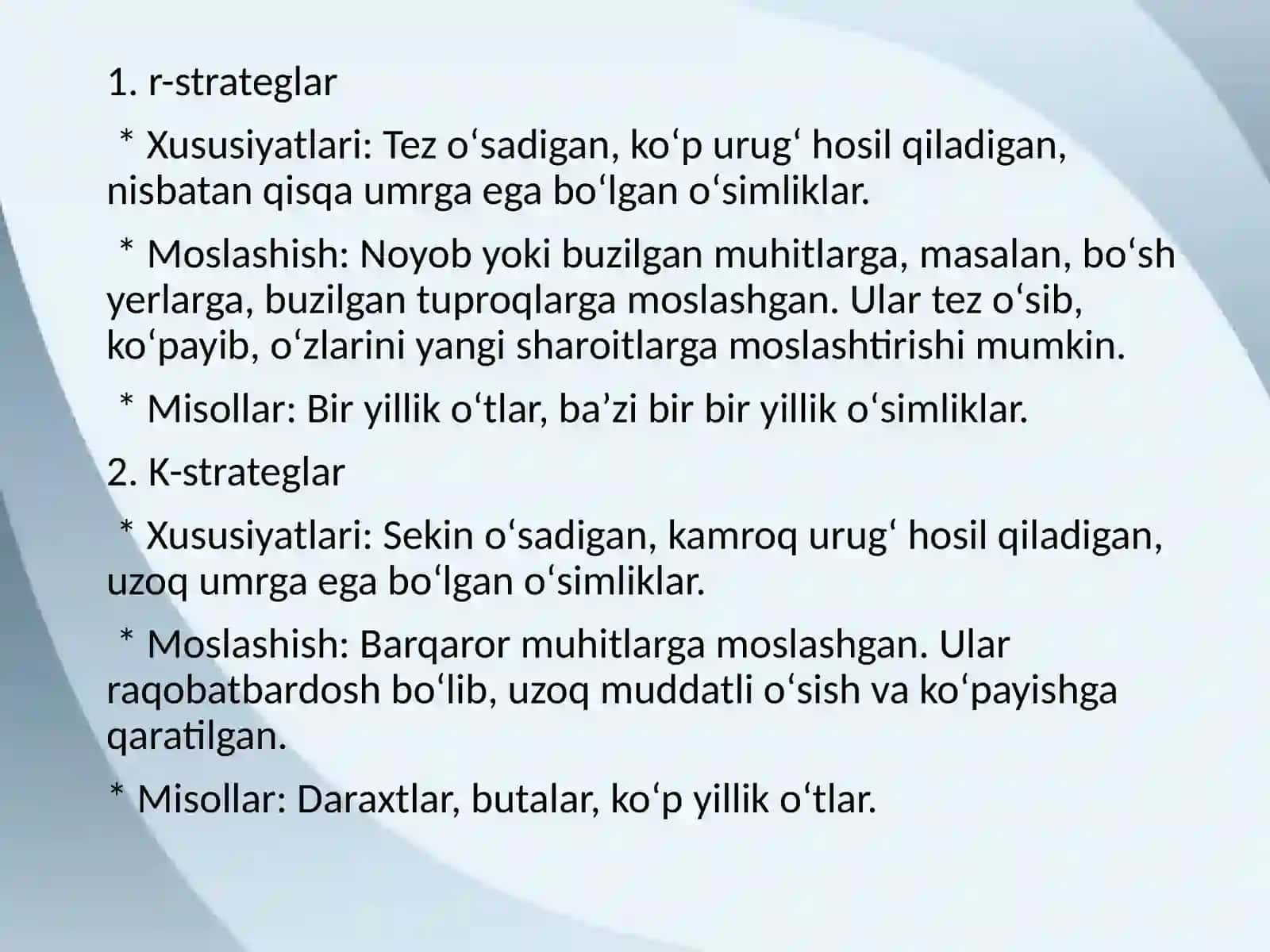 Oʻsimliklarning hayotiy strategiya tiplari 4
