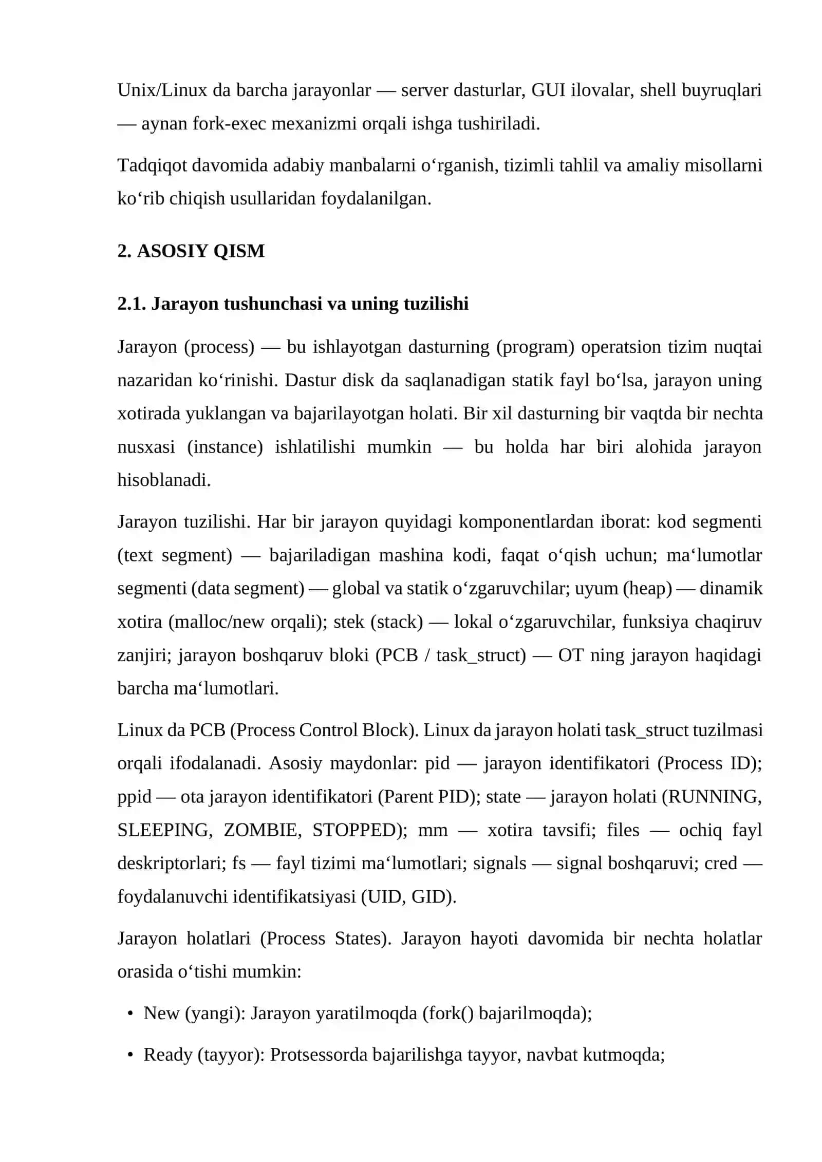 "Jarayon iyerarxiyasi va parent–child munosabatlarining tahlili" 4