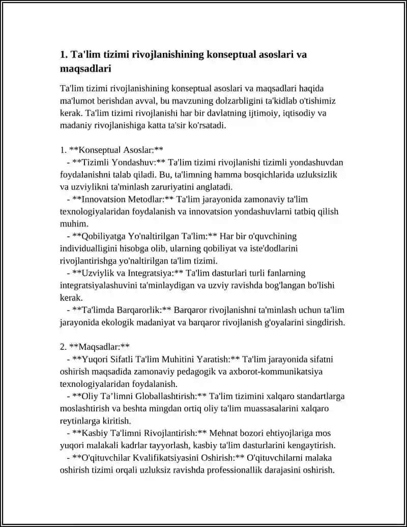 O'ZBEKISTON RESPUBLIKASIDA TA'LIM TIZIMNING RIVOJLANTIRISHNING KONSPUAL ASOSLARI 4