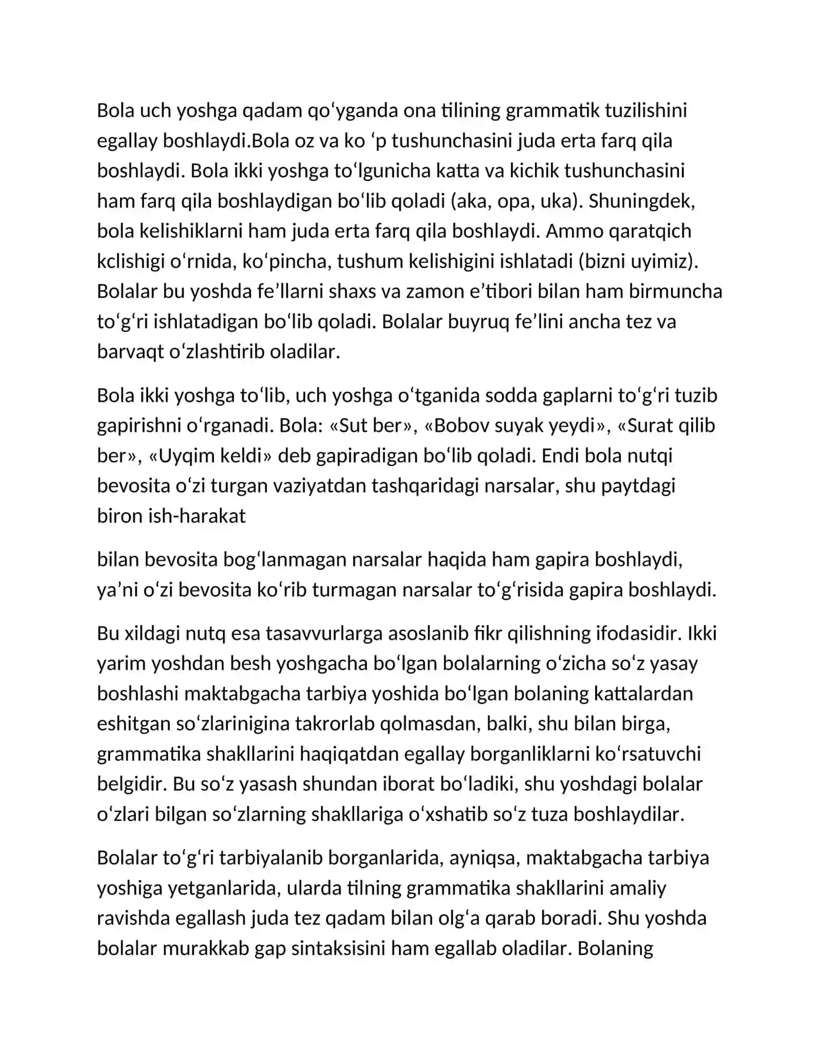 Maktabgacha tarbiya yoshida nutqning rivojlanishi. Maktabgacha tarbiya yoshida rolli o'yinlar 4