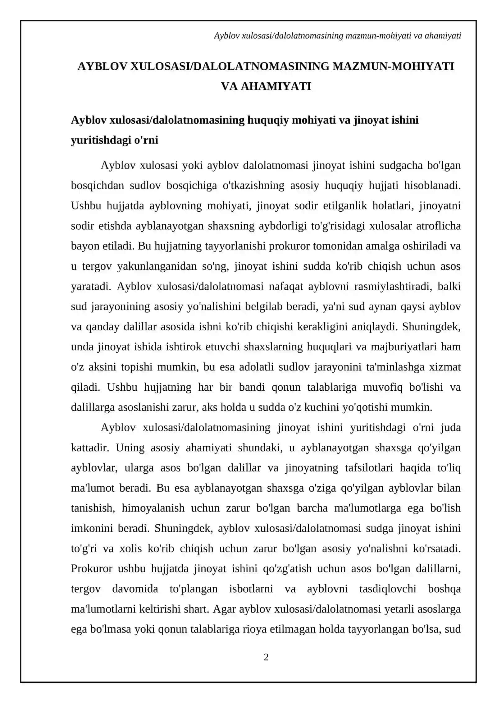 Ayblov xulosasi yoki ayblov dalolatnomasi bilan kelgan jinoyat ishi 4