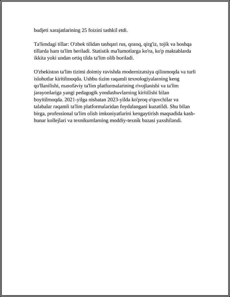 O'zbekiston Respublikasida Ta'lim Sohasi Rivoji va Istiqbol Imkoniyatlari 4
