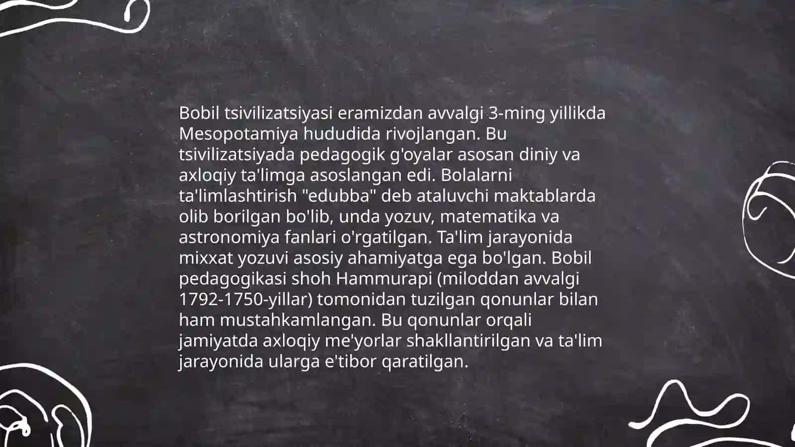 Qadimgi davrlarda VII asrgacha bo'lgan ta'lim va pedagogik fikrlar 4