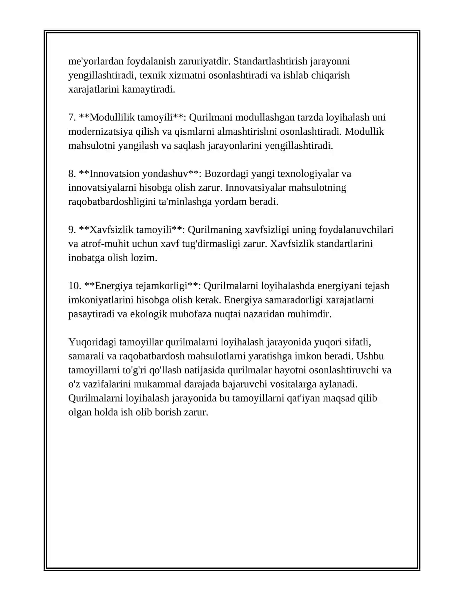 MUSTAQIL ISH Mavzu: QURILMALARNI LOYIHALASH 4