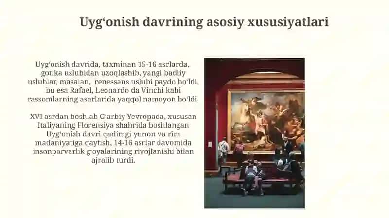 Uygʻonish davrining madaniy va badiiy yutuqlari 4