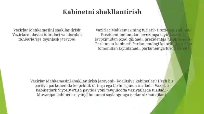 Vazirlar Mahkamasi Turlari Va Shakllantirish 4