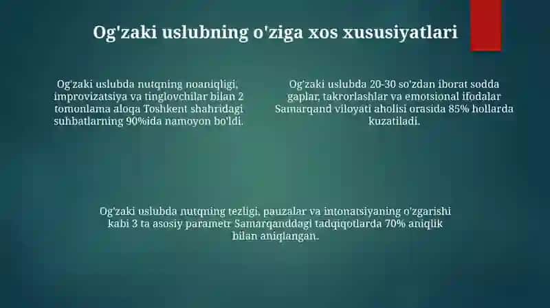 Og‘zaki-yozma uslub va uning xususiyatlari haqida mustaqil ish rejalari 4