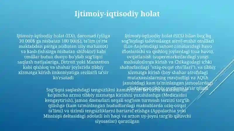 Aholi salomatligiga ta'sir etuvchi omillar 4