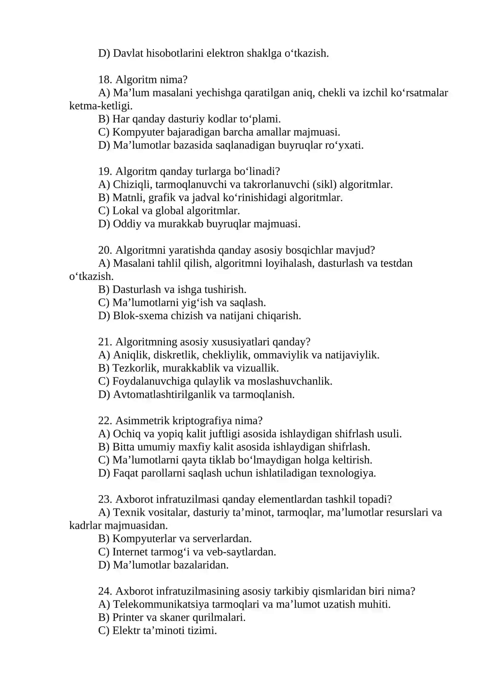 KOMPYUTER VA DASTURIY INJINIRING TESTLAR BAZASI 4