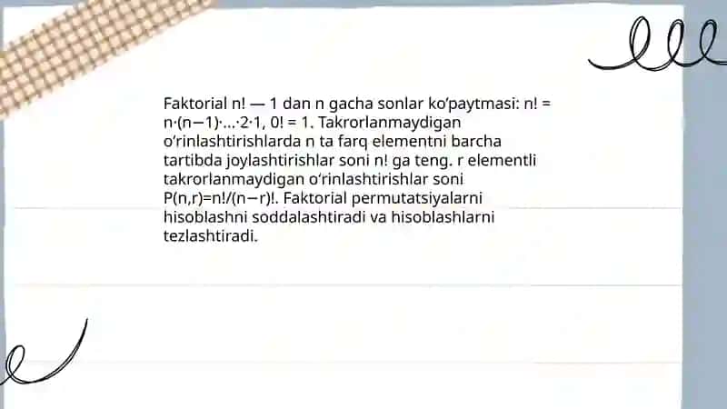 Takrorlanmaydigan oʻrinlashtirishlar 4