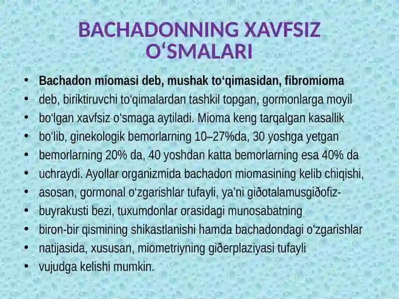 AYOLLAR JINSIY A’ZOLARIDA O’SMA OLDI VA O’SMA KASALLIKLARI 4