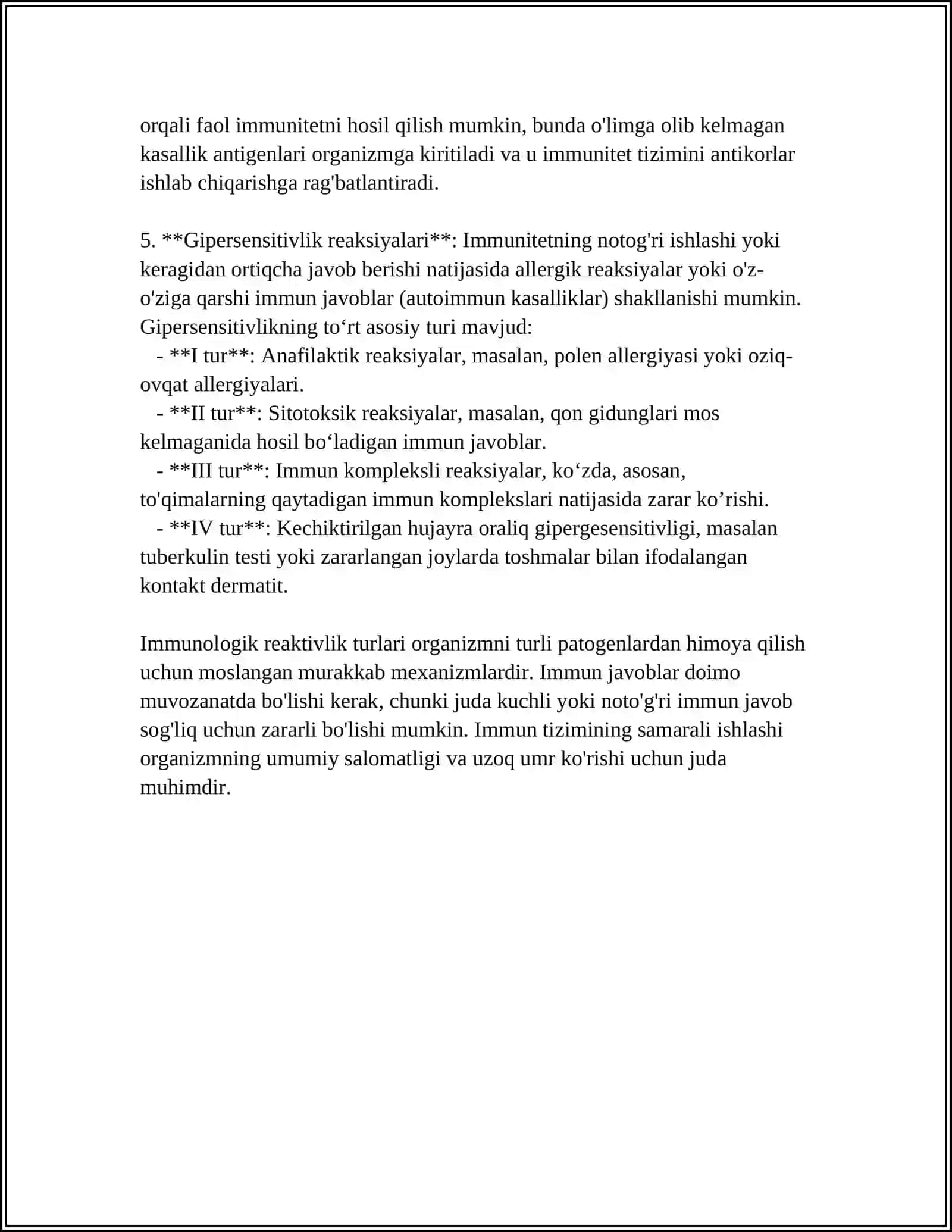 IMMUNOLOGIK REAKTIVLIKNI RIVOJLANISHI 4